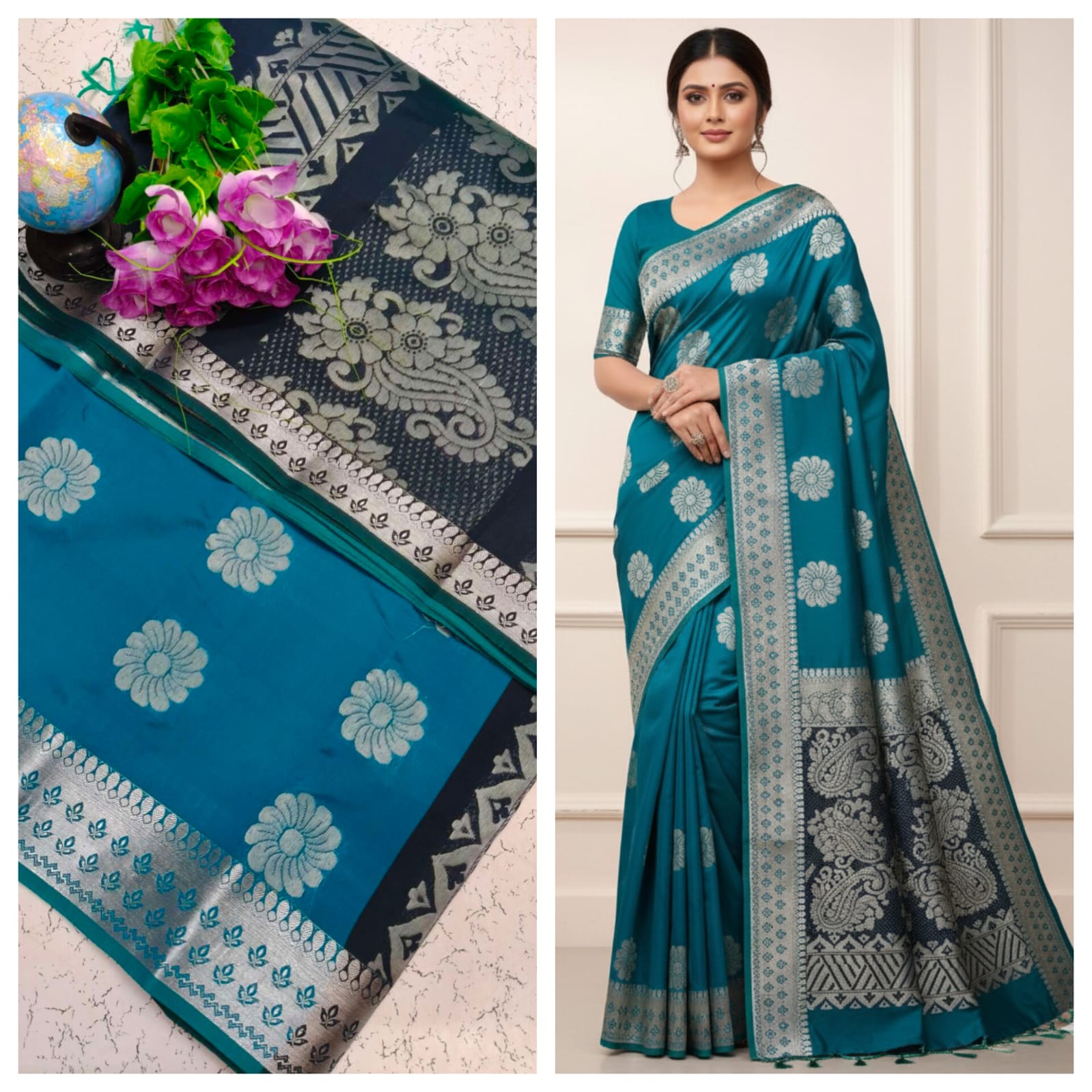 Kotta Cotton Silk Saree Blue